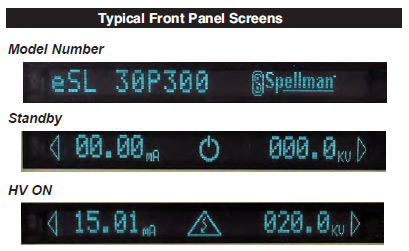 Typical Front Panel Screens